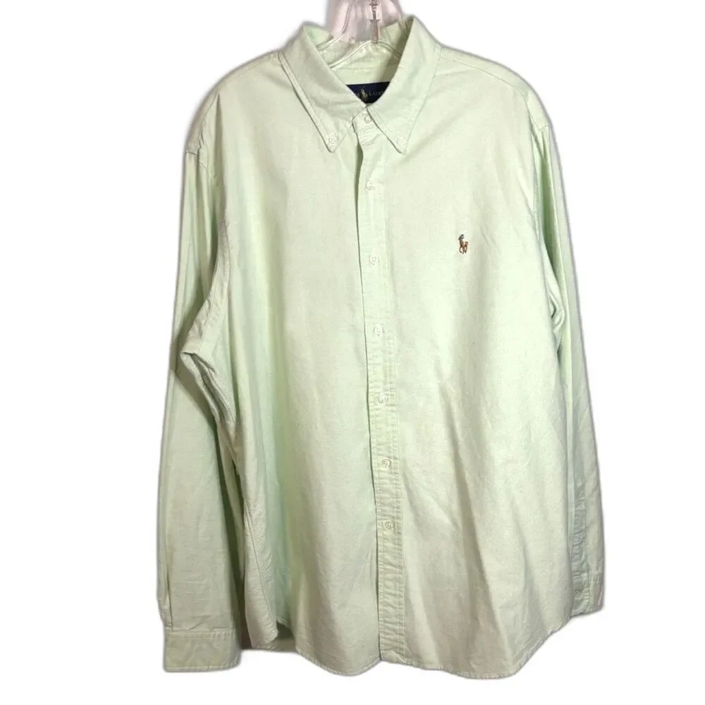 Ralph Lauren Men's XL Mint Green 100% Cotton Button Down Shirt